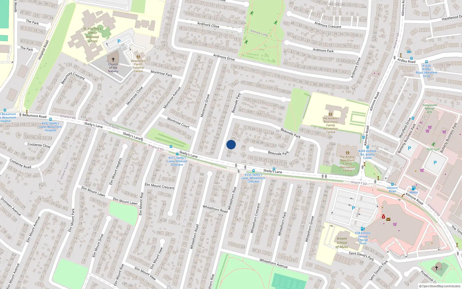 Overhead map showing the location of 82 Beauvale Park, Dublin 5