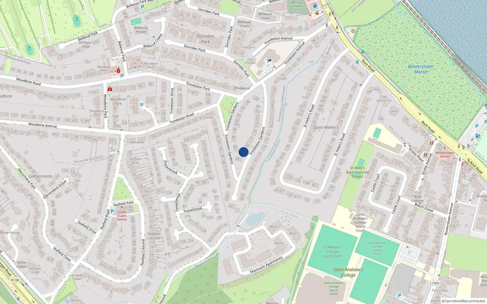 Overhead map showing the location of 82 Trimleston Gardens, Trimleston or Owenstown