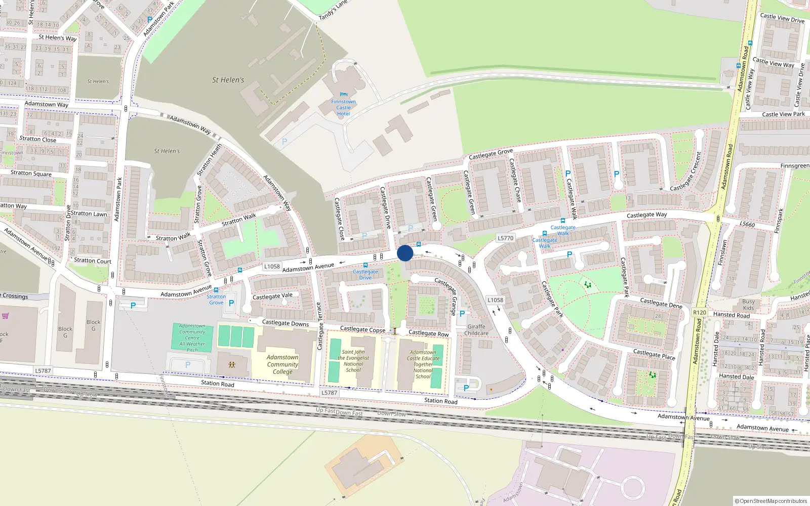 Overhead map showing the location of 83 Adamstown Avenue, Lucan