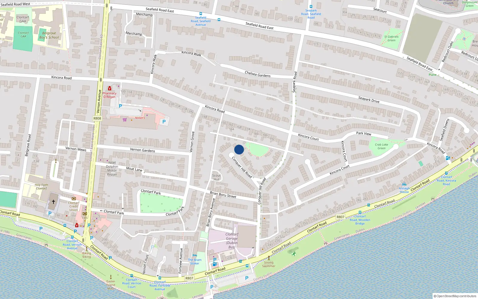 Overhead map showing the location of 83 Conquer Hill Road, Dublin 3
