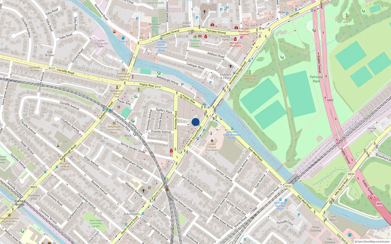 Overhead map showing the location of 83 North Strand Road, Ground Floor Apartment, Fairview