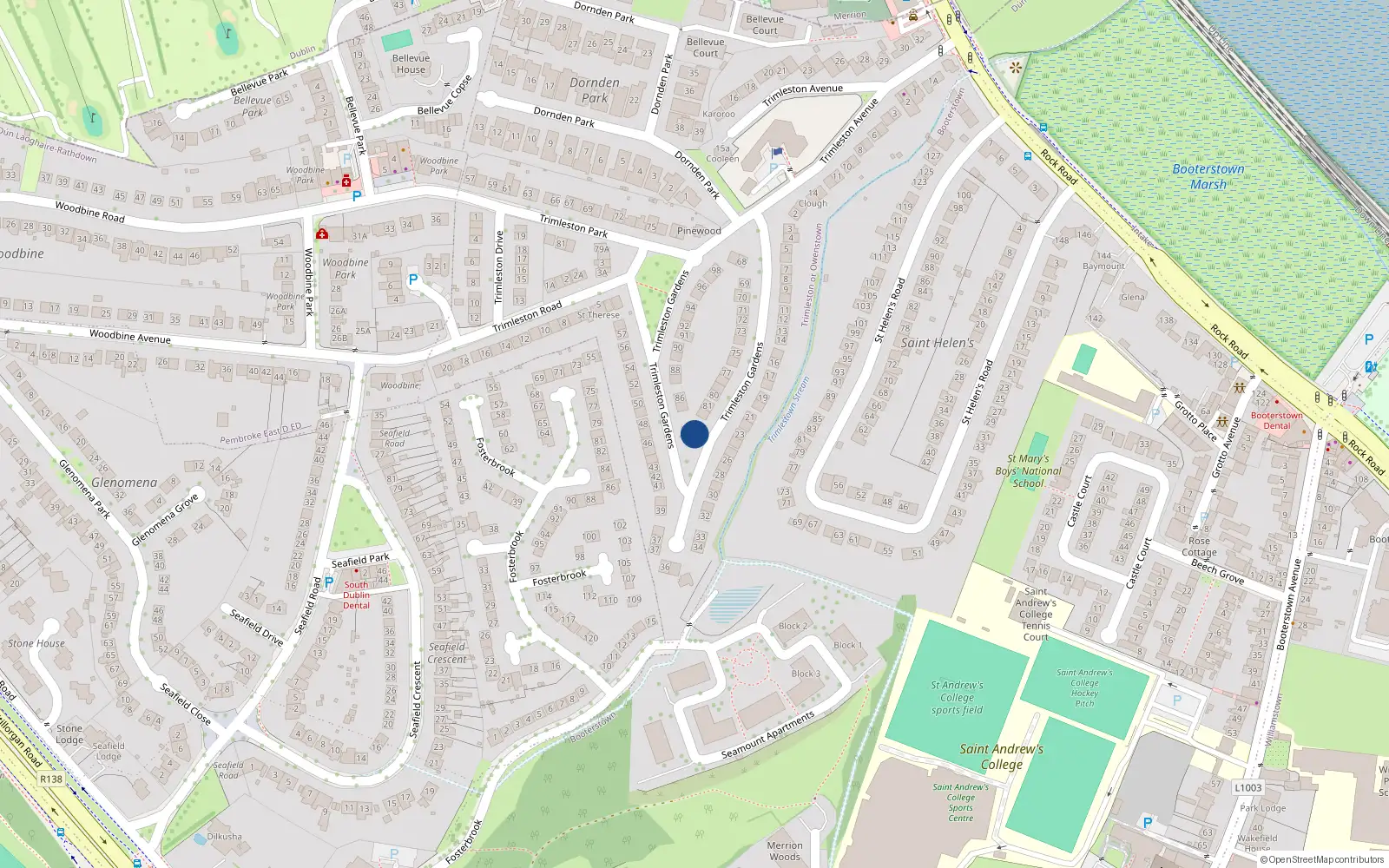 Overhead map showing the location of 83 Trimleston Gardens, Trimleston or Owenstown