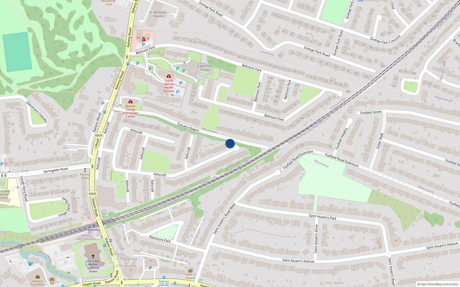 Overhead map showing the location of 83A Ashcroft, Dublin 5