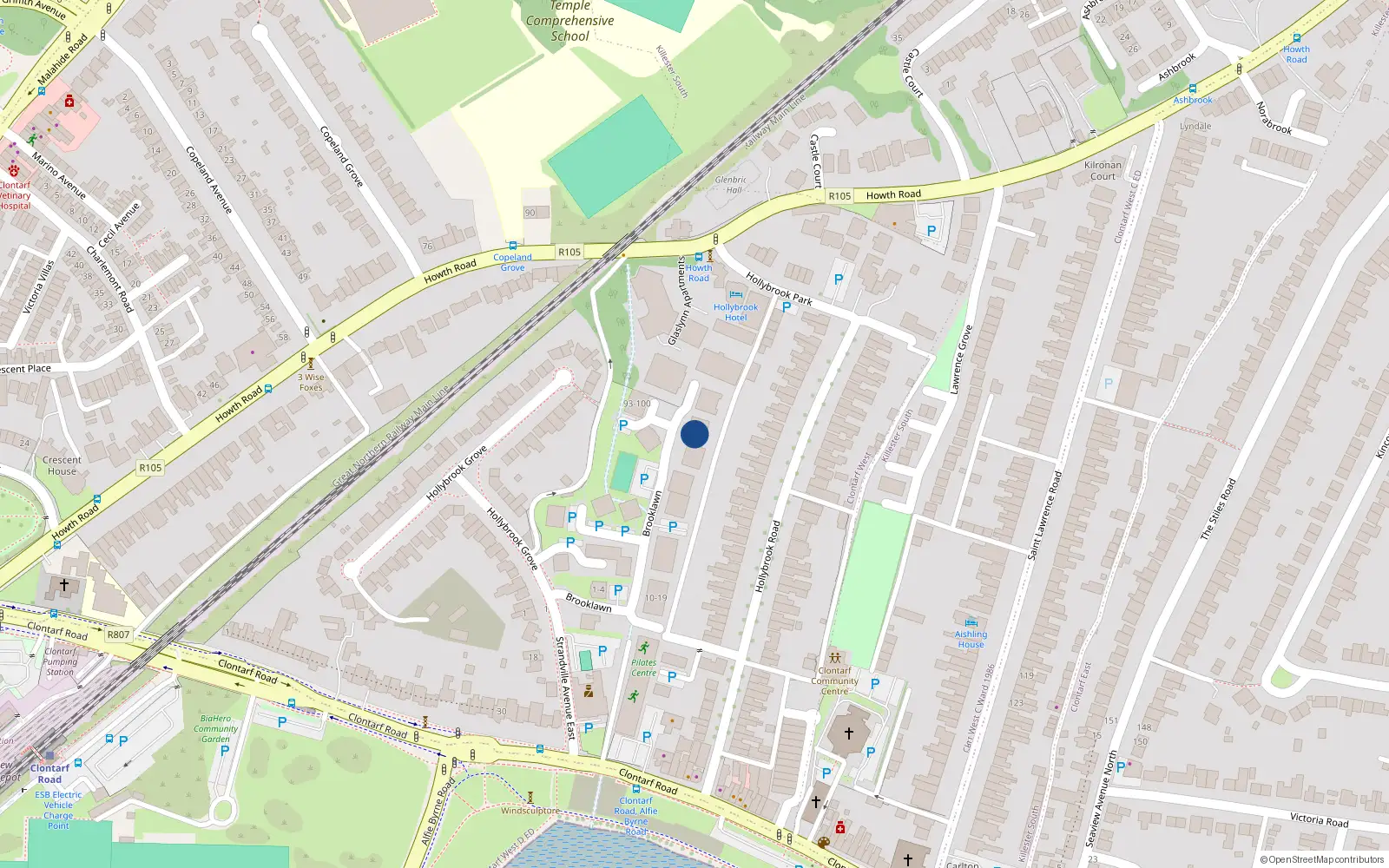 Overhead map showing the location of 84 Brooklawn, Strandville Avenue, Clontarf