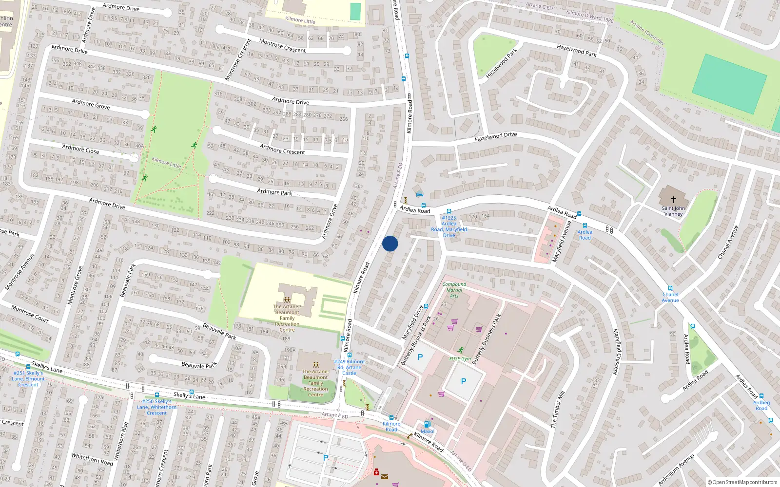 Overhead map showing the location of 84 Kilmore Road, Dublin 5