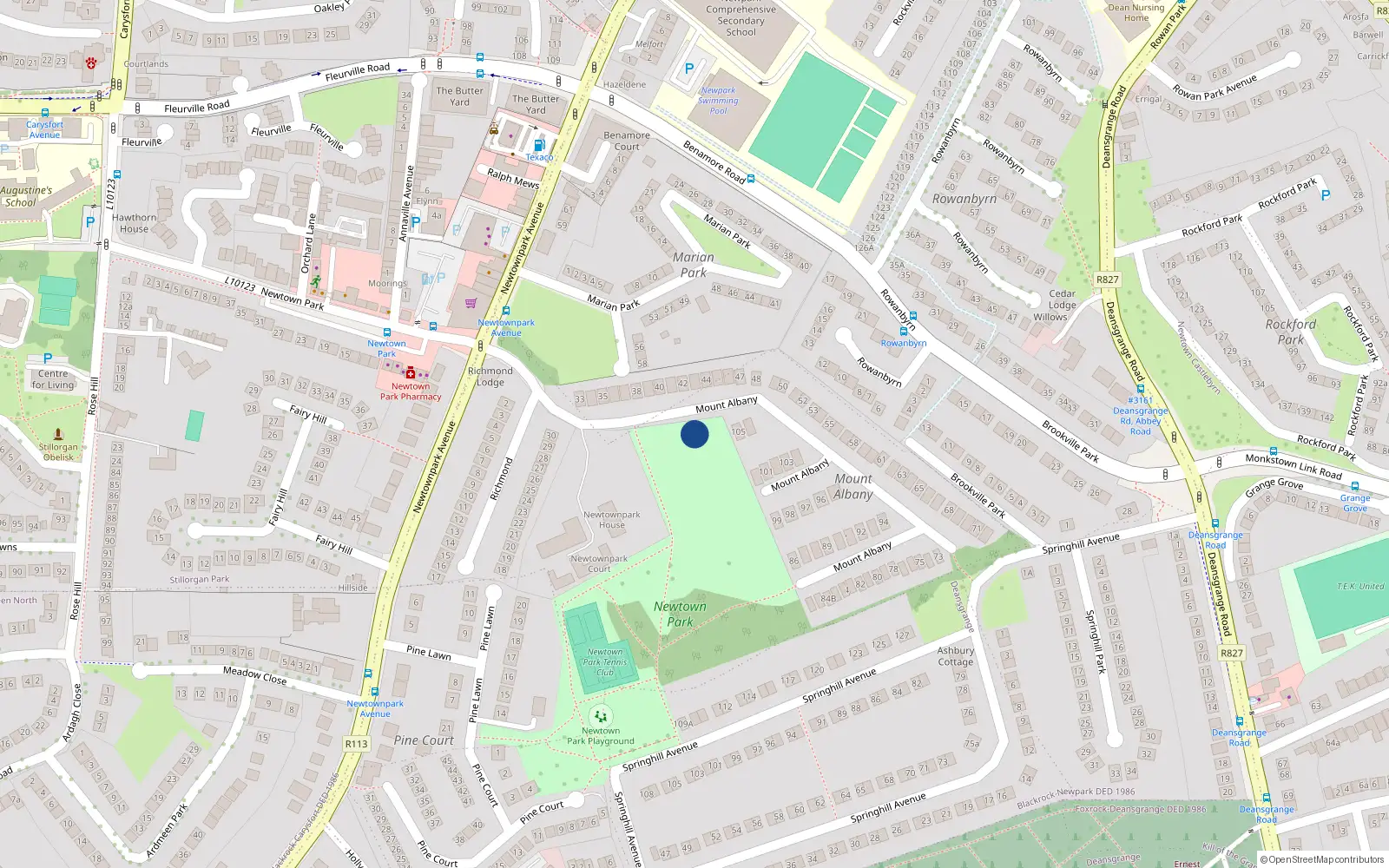 Overhead map showing the location of 84 Mount Albany, Blackrock