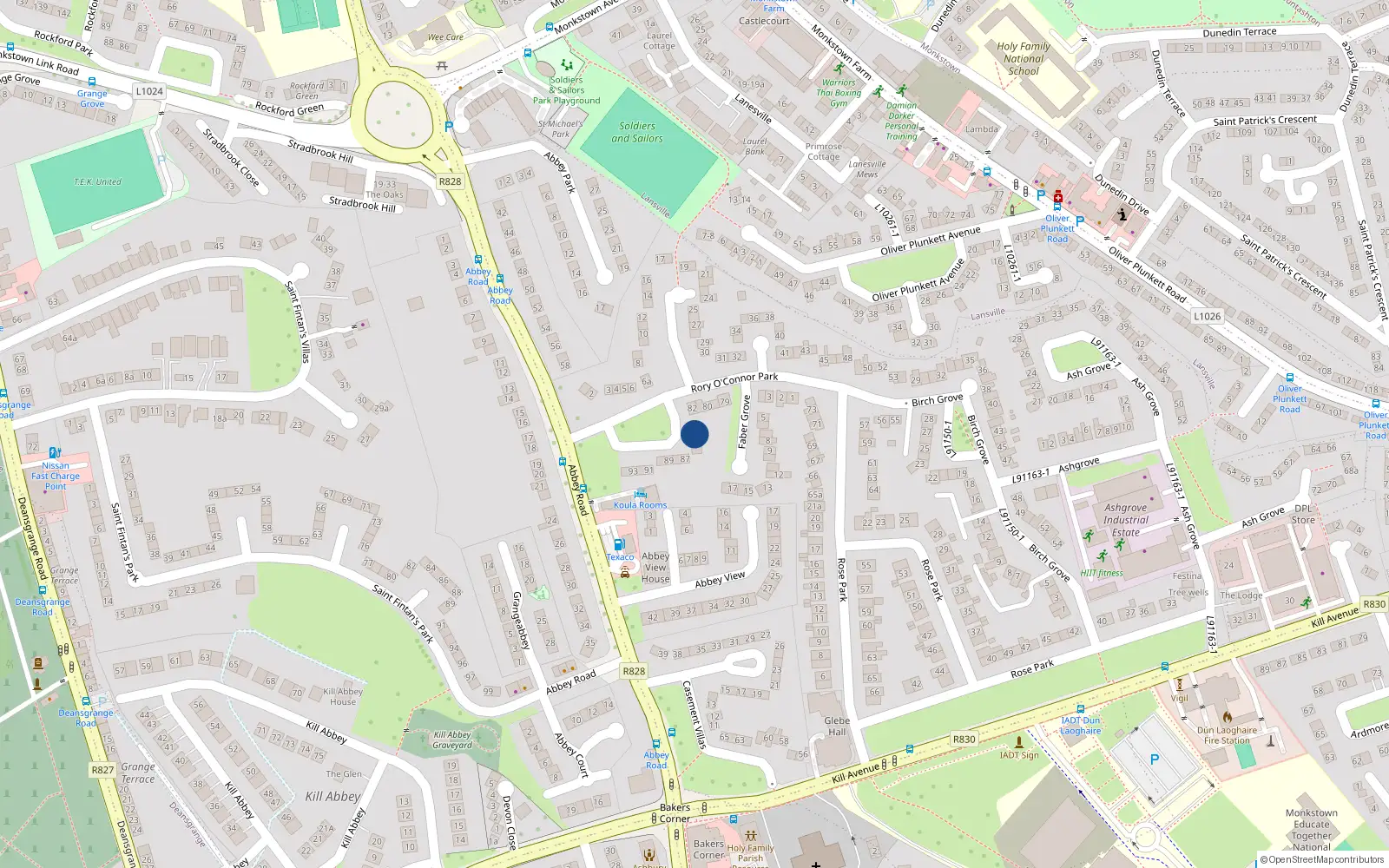 Overhead map showing the location of 84 Rory O'Connor Park, Dublin