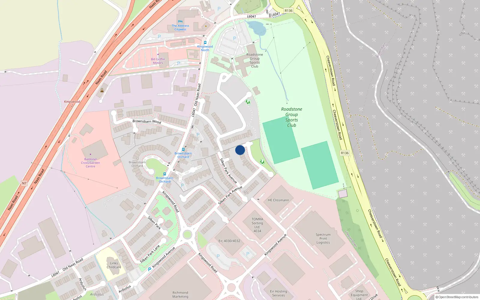 Overhead map showing the location of 84 Silken Park Avenue, Dublin 22