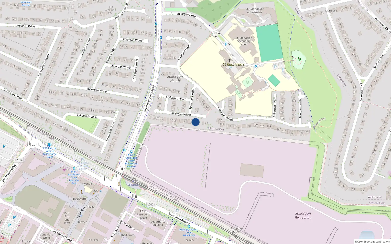 Overhead map showing the location of 84 Stillorgan Heath, Dublin