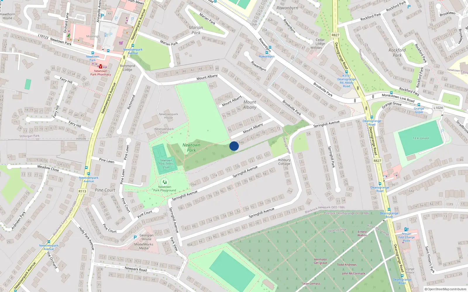 Overhead map showing the location of 84D Mount Albany, Newtownpark Avenue, Blackrock