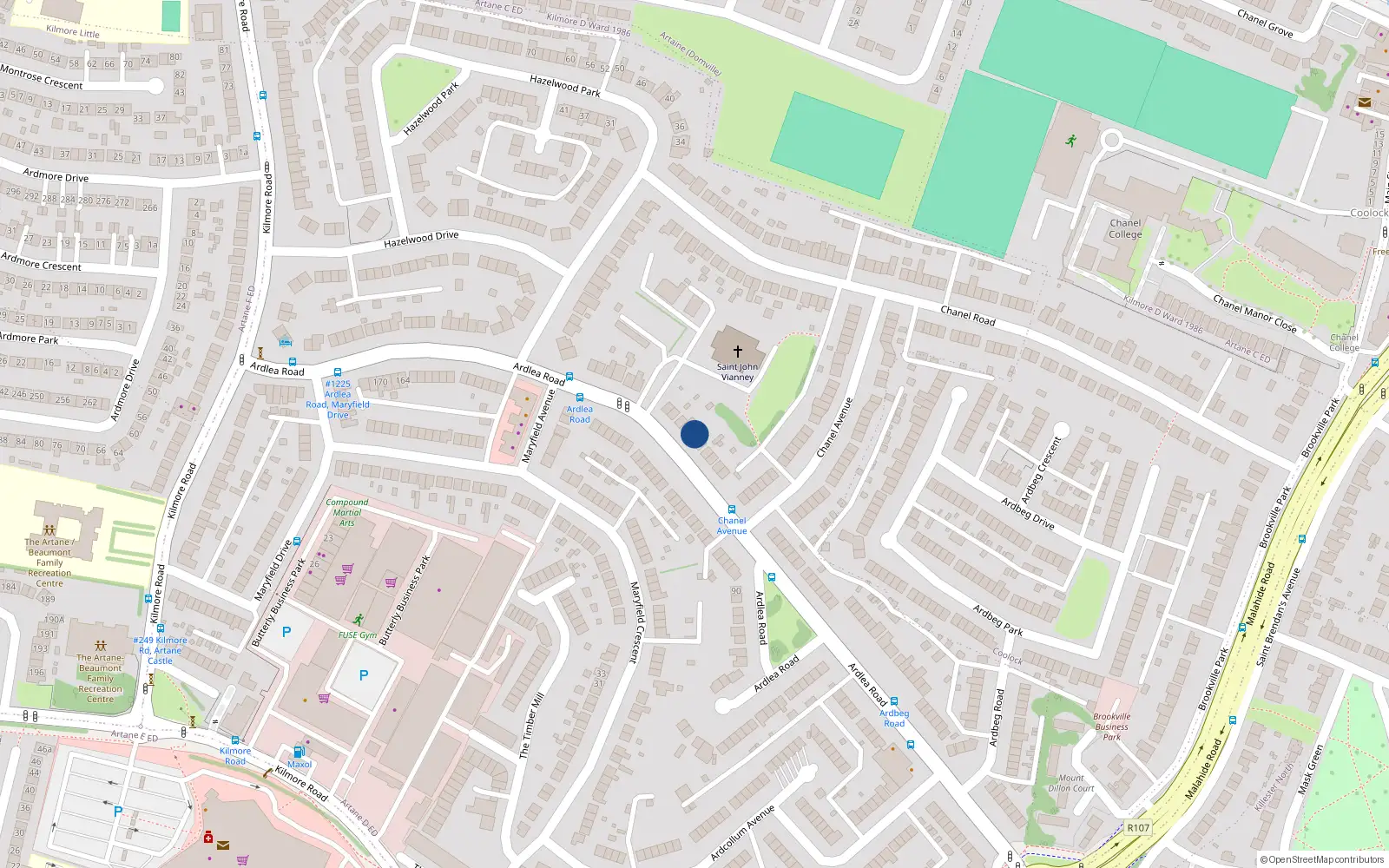 Overhead map showing the location of 85 Ardlea Road, Dublin 5
