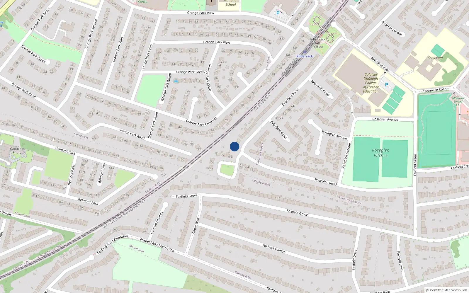 Overhead map showing the location of 85 Briarfield Road, Kilbarrack, Dublin 5