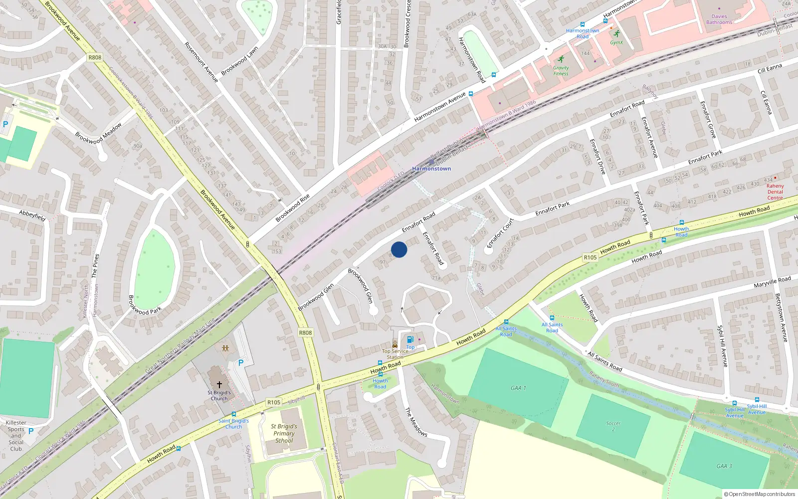 Overhead map showing the location of 85 Ennafort Road, Dublin 5