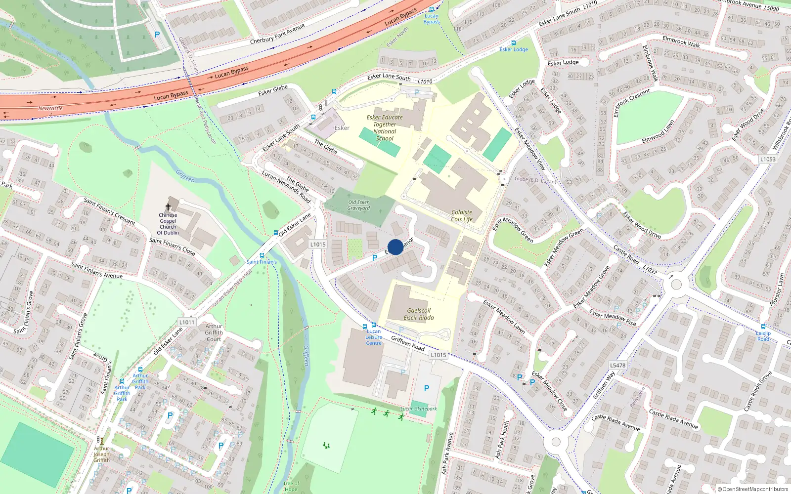 Overhead map showing the location of 85 Esker Manor, Lucan
