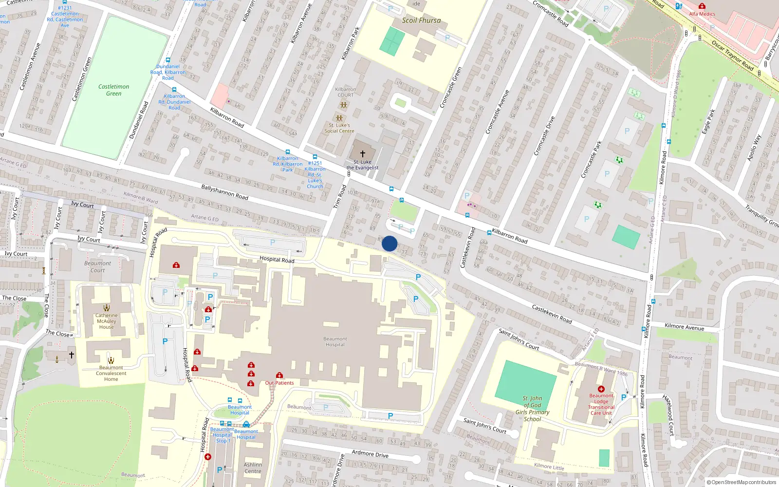 Overhead map showing the location of 85 Kilbarron Road, Dublin 5