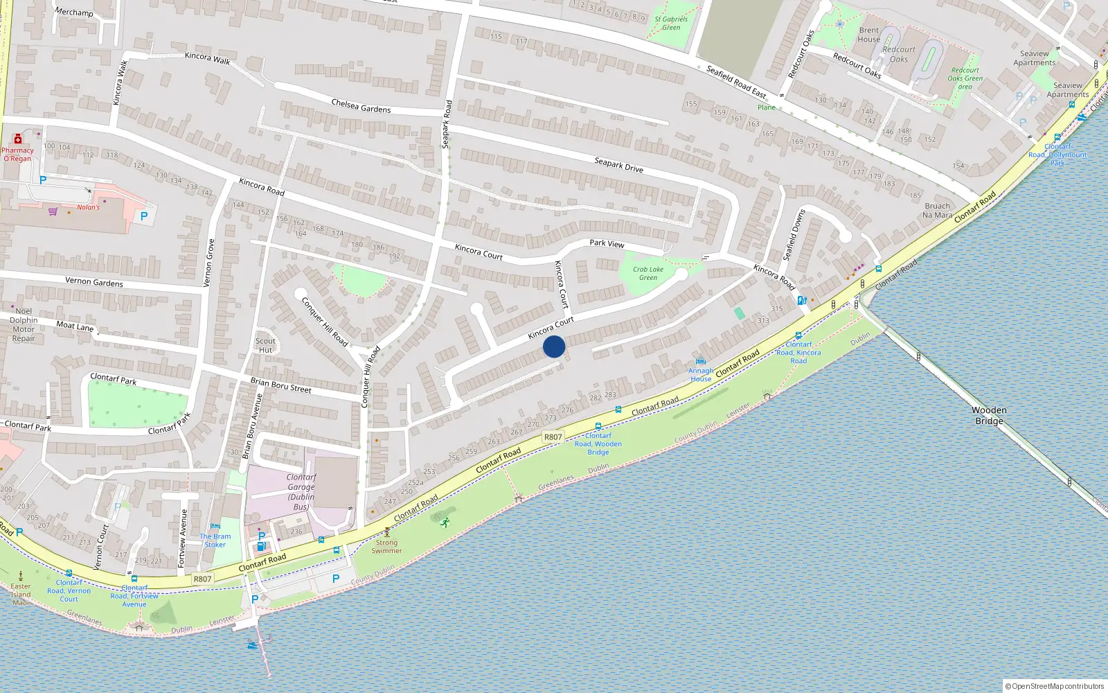 Overhead map showing the location of 85 Kincora Court, Dublin 3