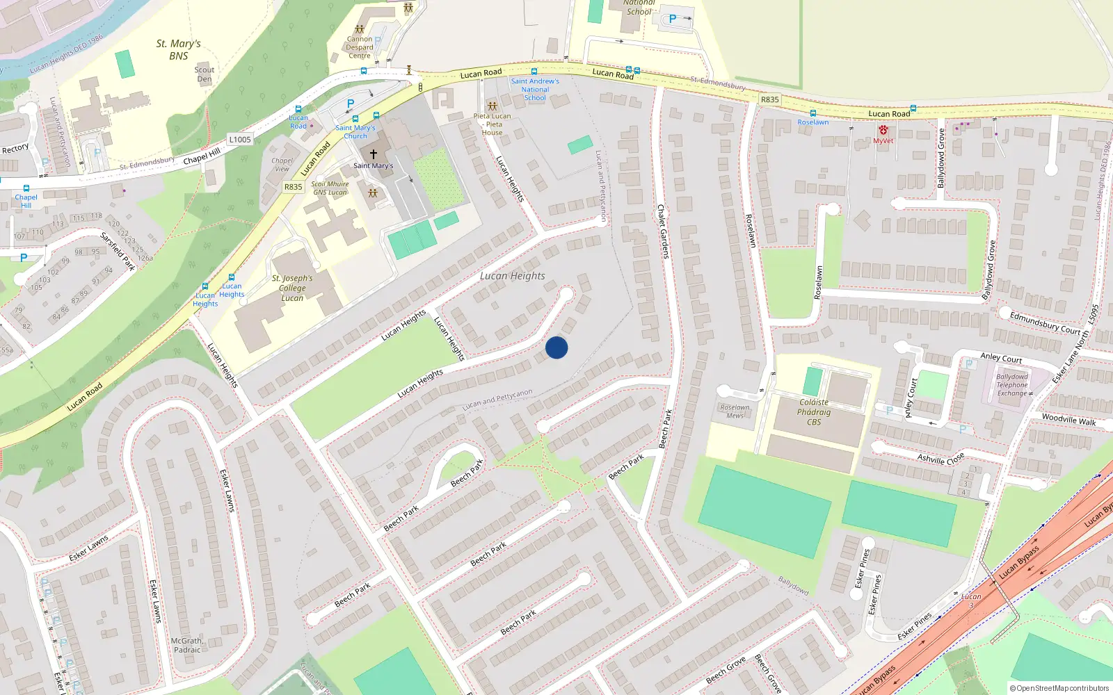 Overhead map showing the location of 85 Lucan Heights, Lucan