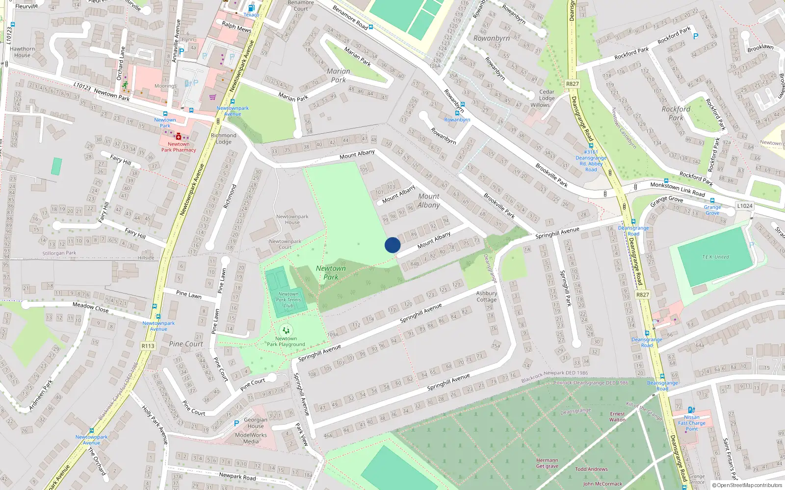 Overhead map showing the location of 85 Mount Albany, Blackrock, Co Dublin