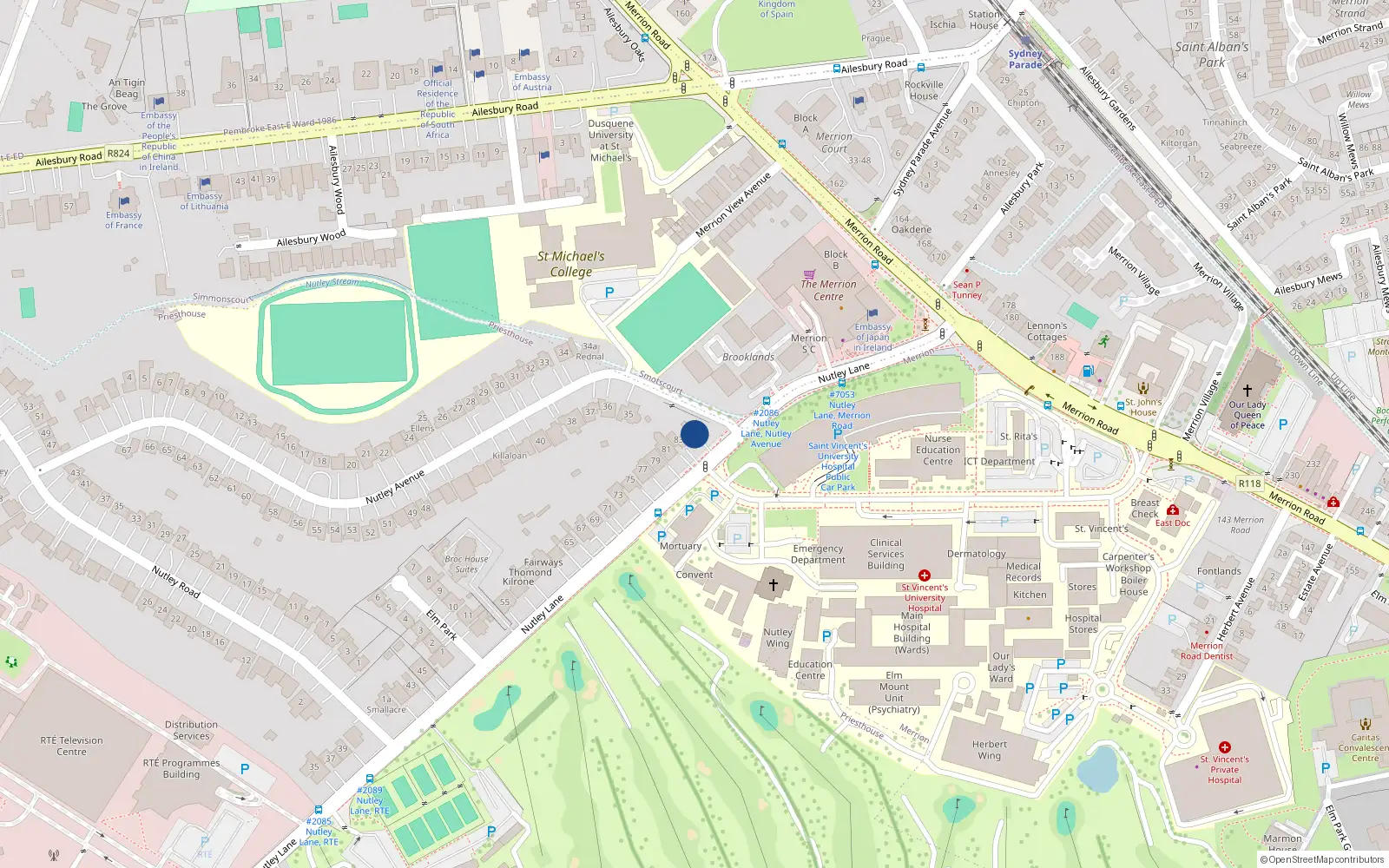 Overhead map showing the location of 85 Nutley Lane, Priesthouse