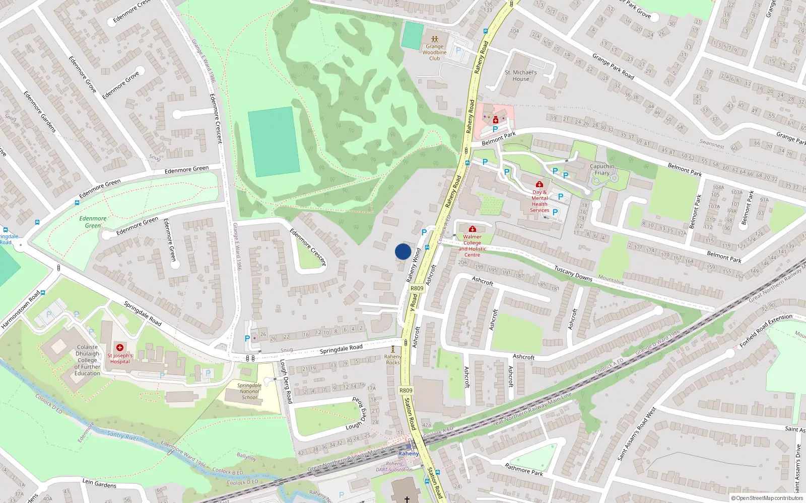 Overhead map showing the location of 85 Raheny Road, Raheny, Dublin 5