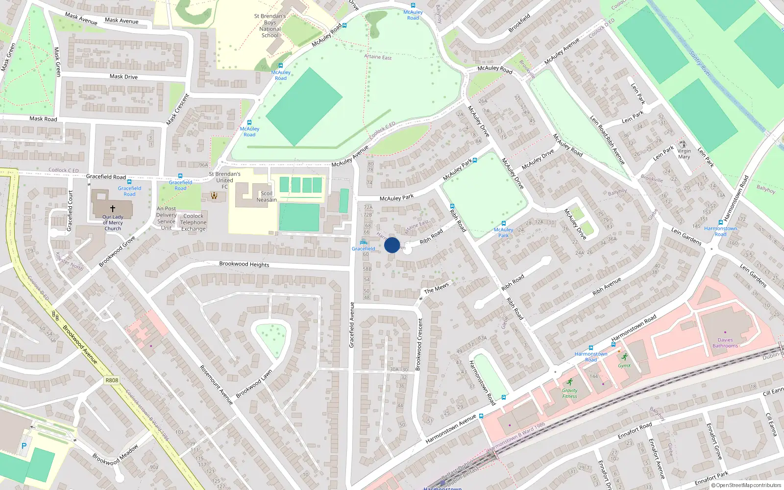 Overhead map showing the location of 85 Ribh Road, Dublin 5