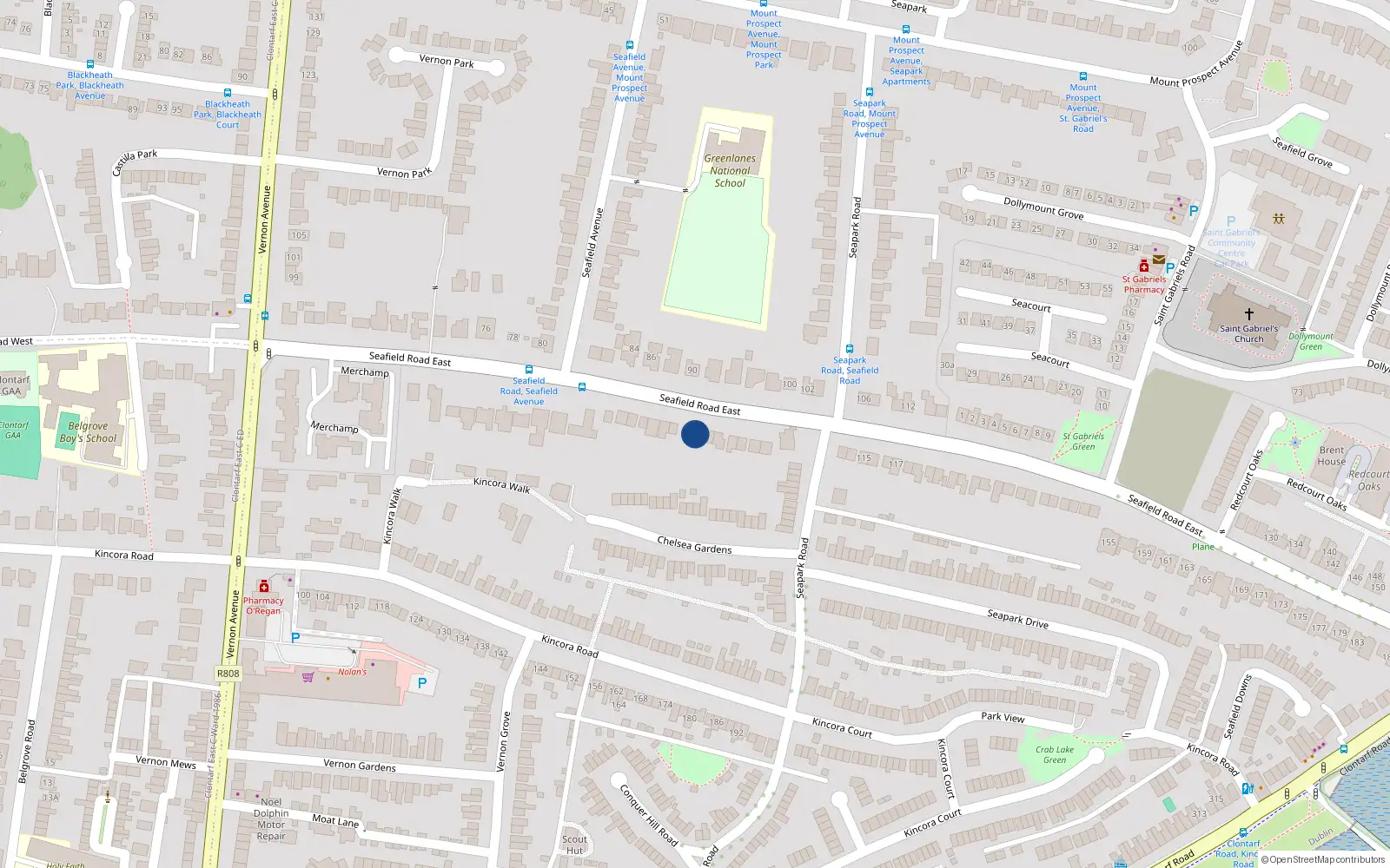 Overhead map showing the location of 85 Seafield Road, Dublin 3, Dublin