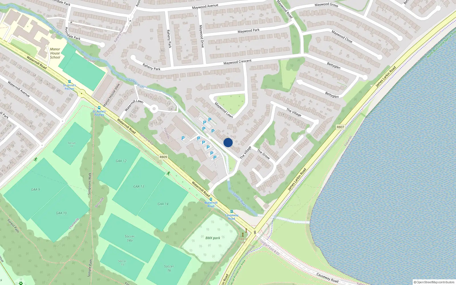 Overhead map showing the location of 85 The Village, Dublin 5