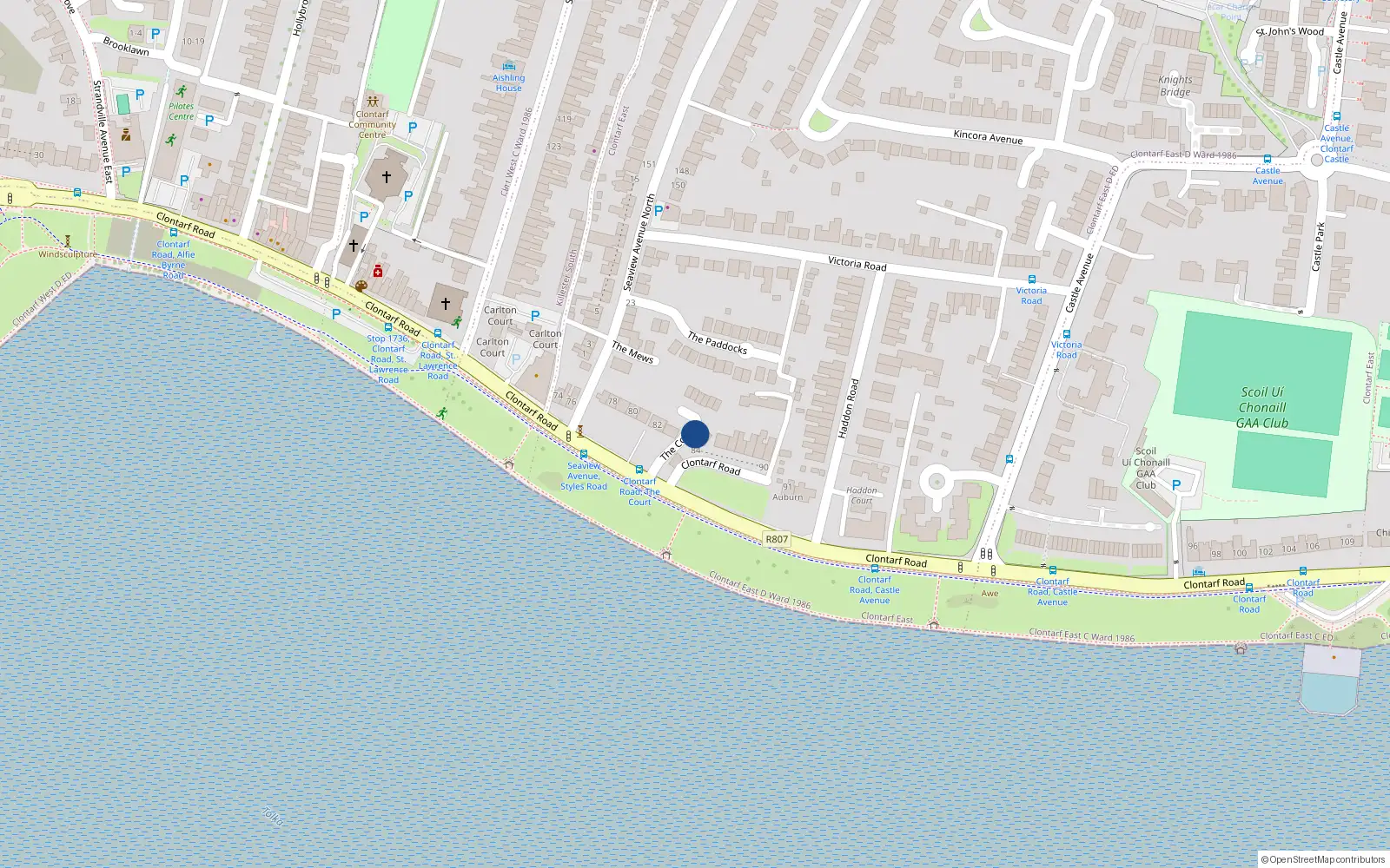 Overhead map showing the location of 85B Clontarf Road, Dublin 3