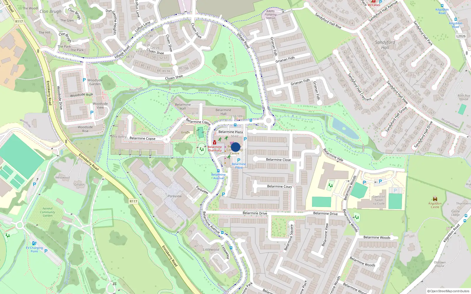 Overhead map showing the location of 86 Belarmine Plaza, Stepaside