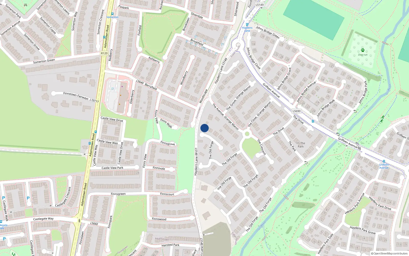 Overhead map showing the location of 86 The Old Forge, Lucan