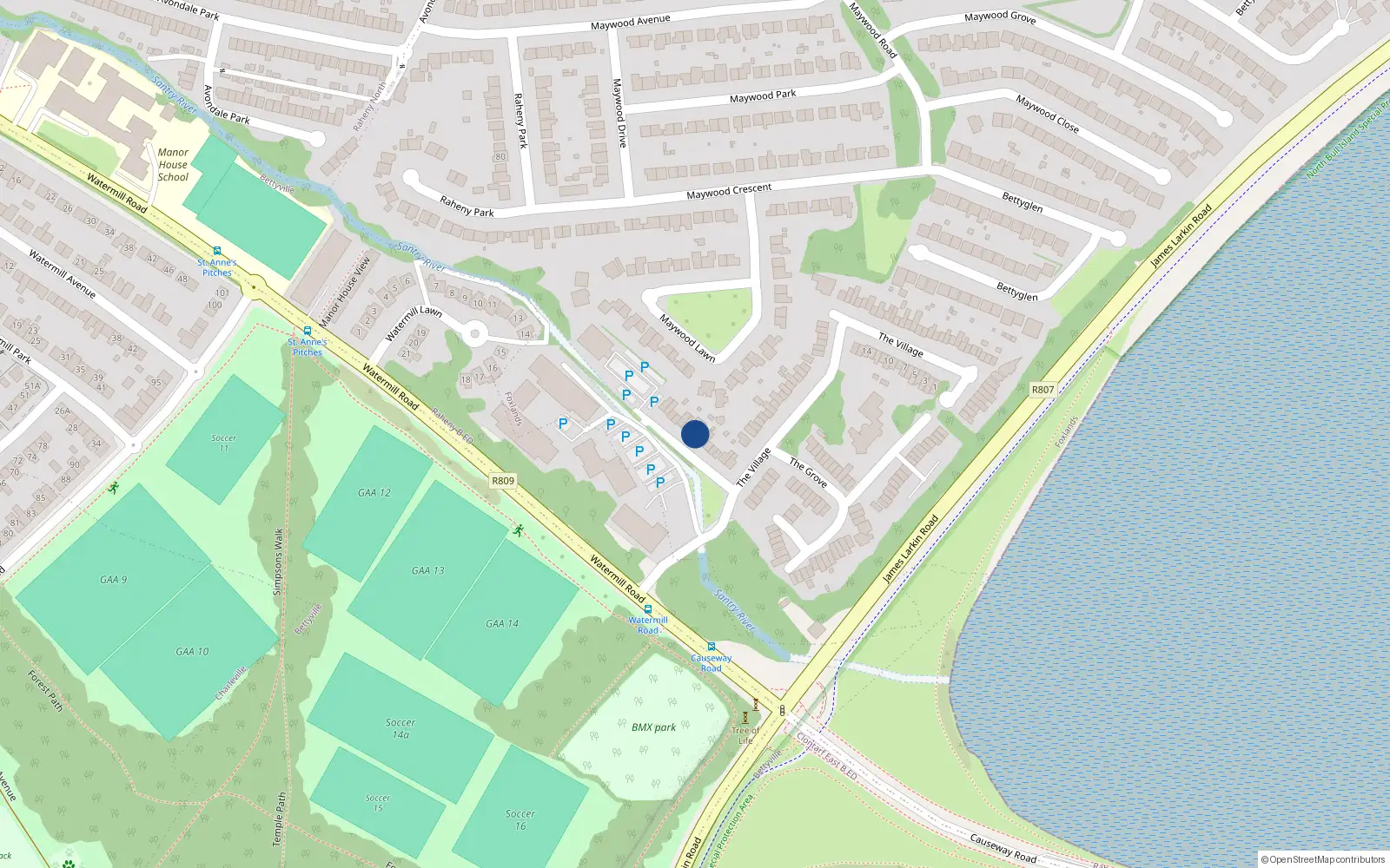 Overhead map showing the location of 86 the Village, Bettyglen, Raheny Dublin 5