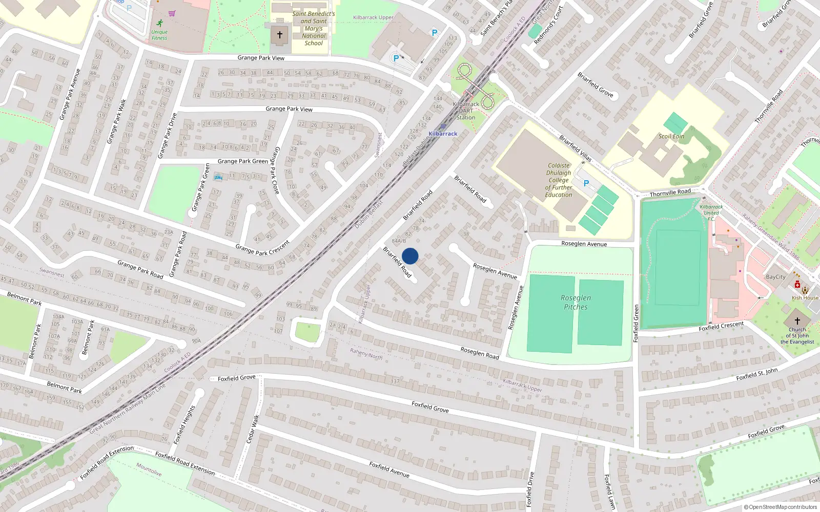 Overhead map showing the location of 86A Briarfield Road, Dublin 5
