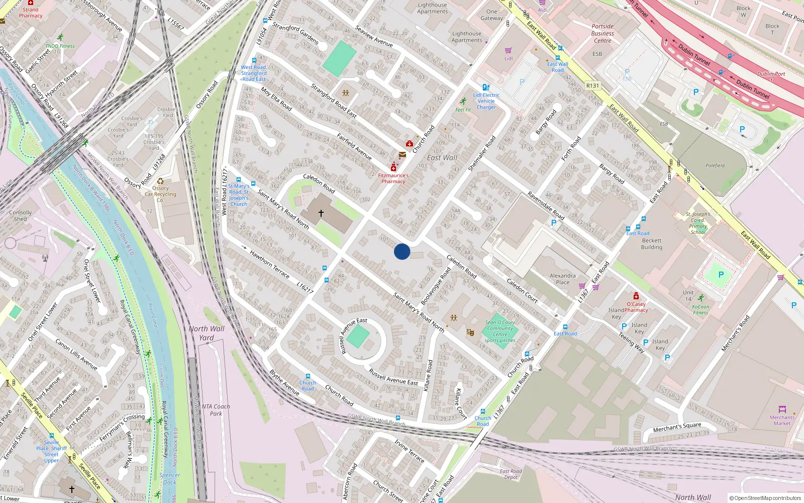 Overhead map showing the location of 87 Caledon Road, Dublin 3