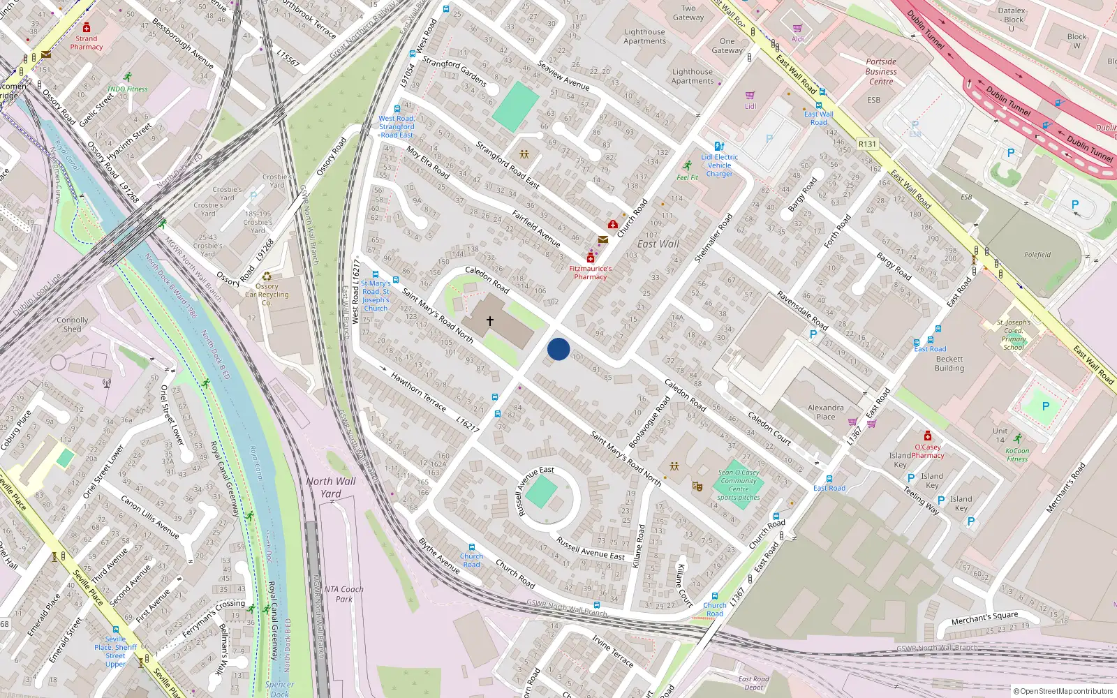 Overhead map showing the location of 87 Church Road, Dublin 3
