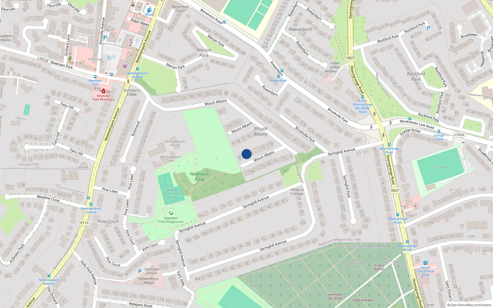 Overhead map showing the location of 87 Mount Albany, Blackrock
