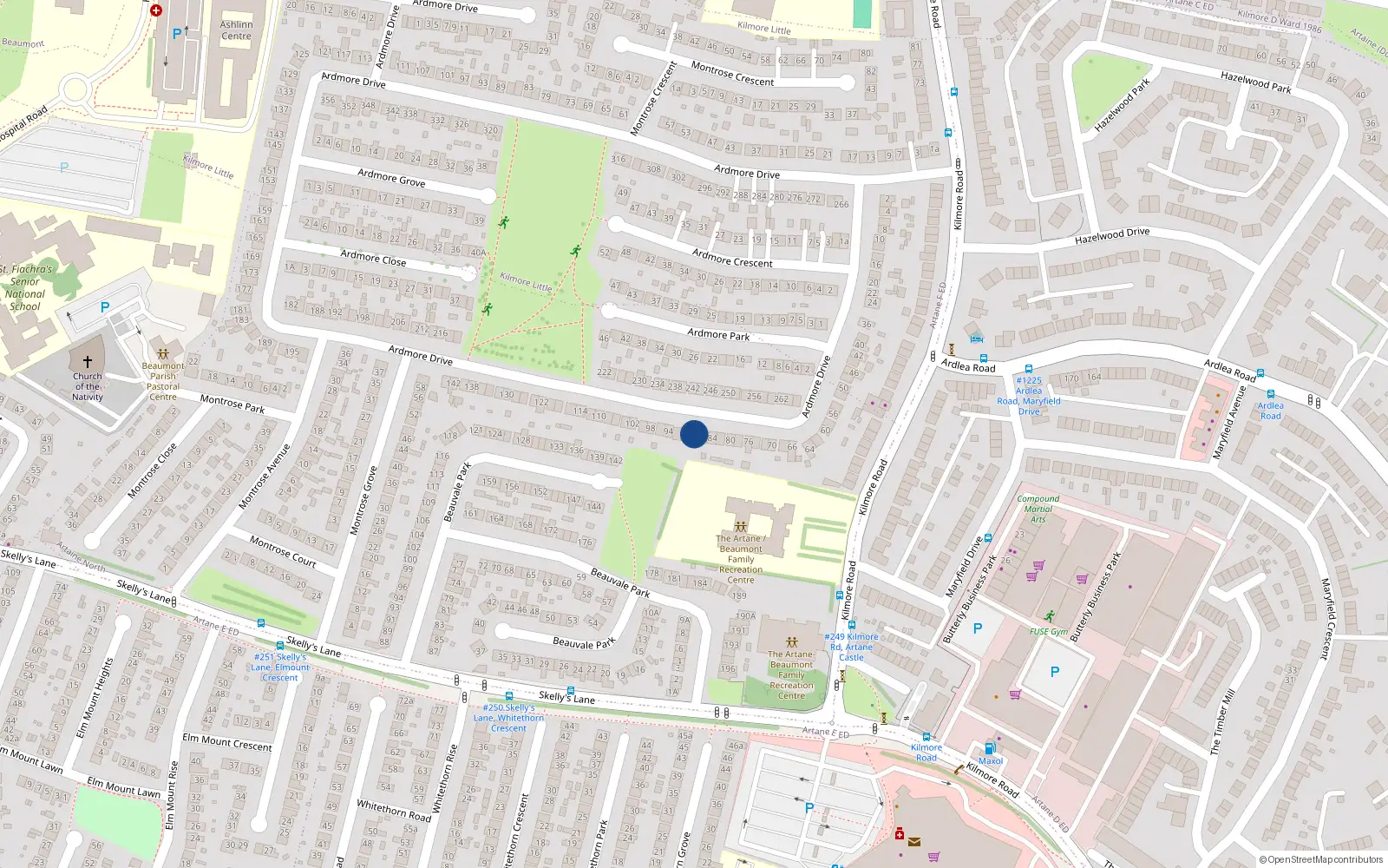 Overhead map showing the location of 88 Ardmore Drive, Dublin 5