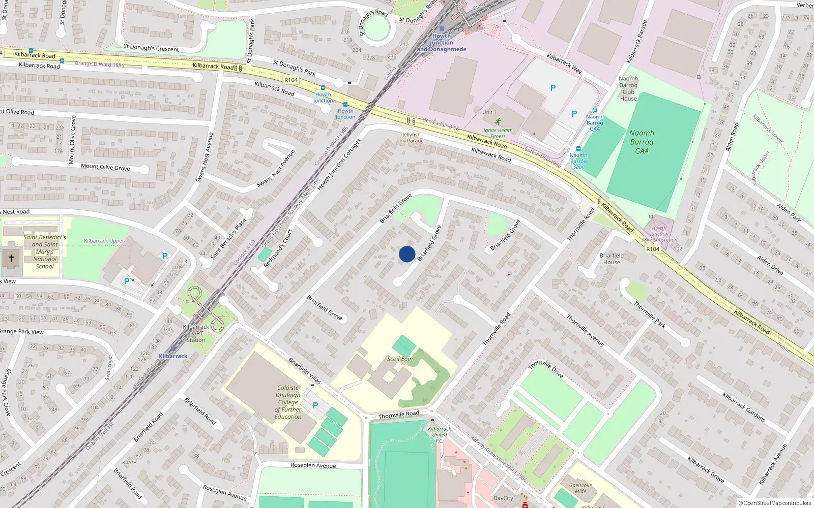 Overhead map showing the location of 88 Briarfield Grove, Dublin 5