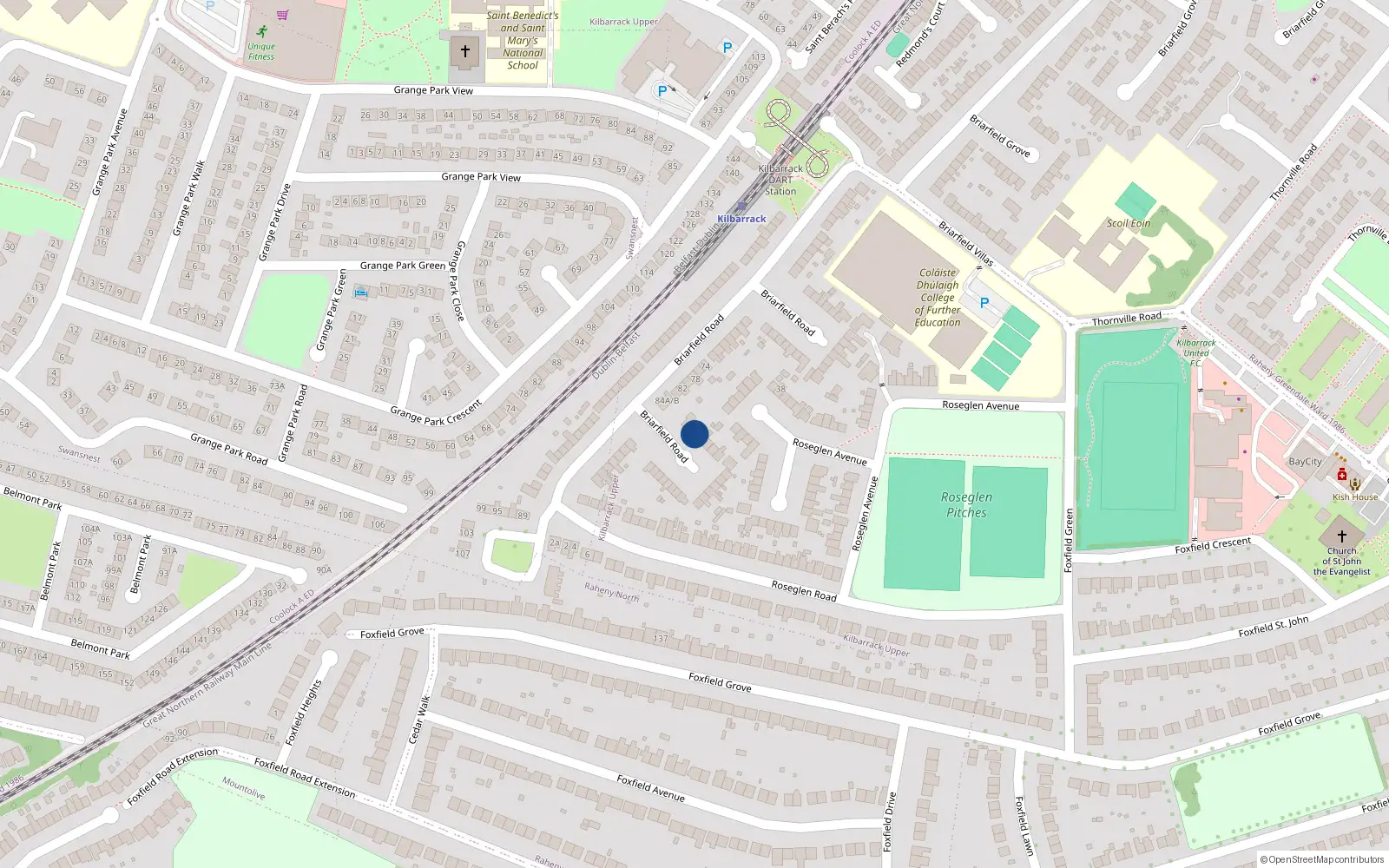 Overhead map showing the location of 88 Briarfield Road, Dublin 5