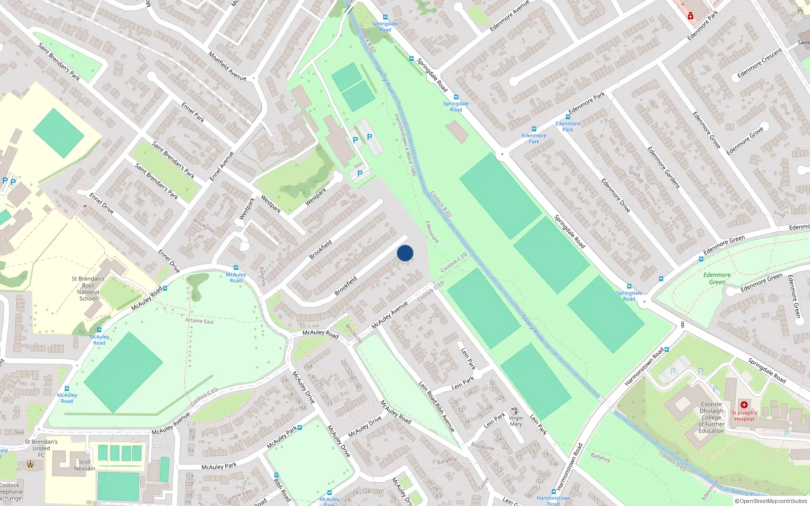 Overhead map showing the location of 88 Brookfield, Dublin 5
