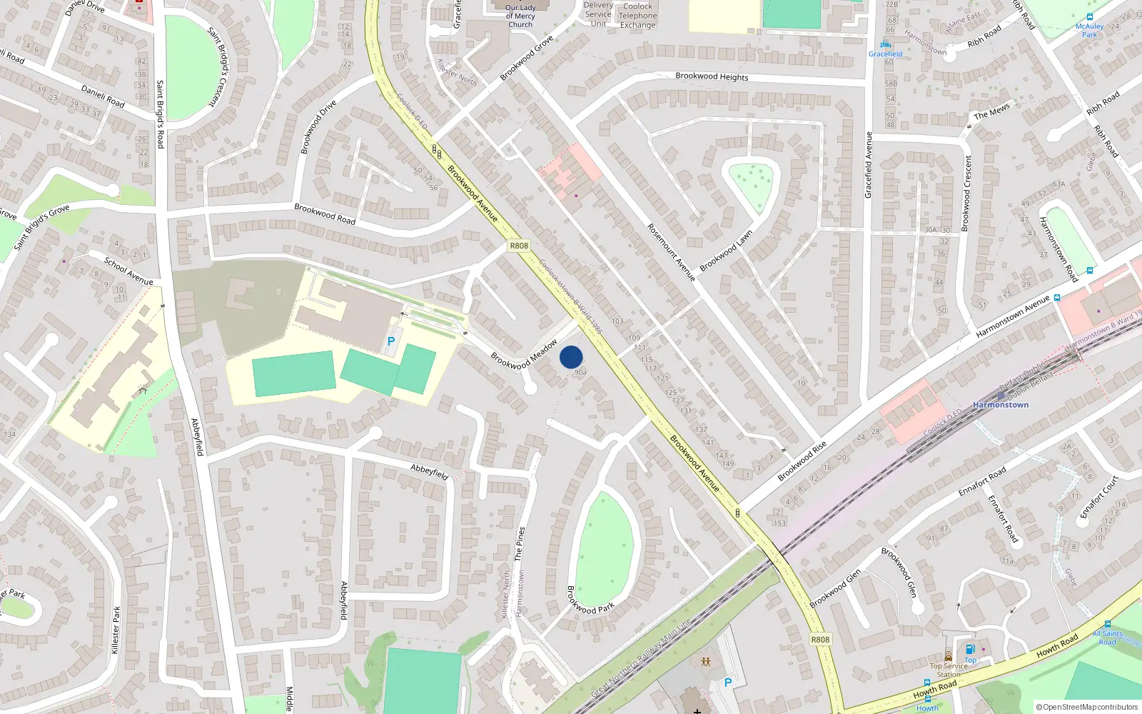 Overhead map showing the location of 88 Brookwood Avenue, Dublin 5