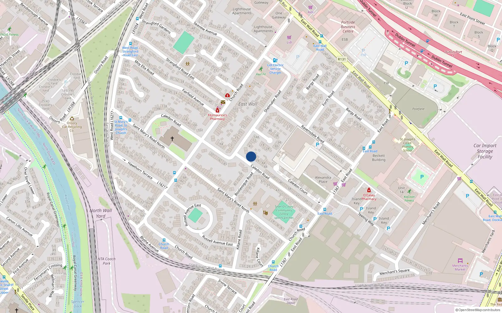 Overhead map showing the location of 88 Caledon Road, Dublin 3