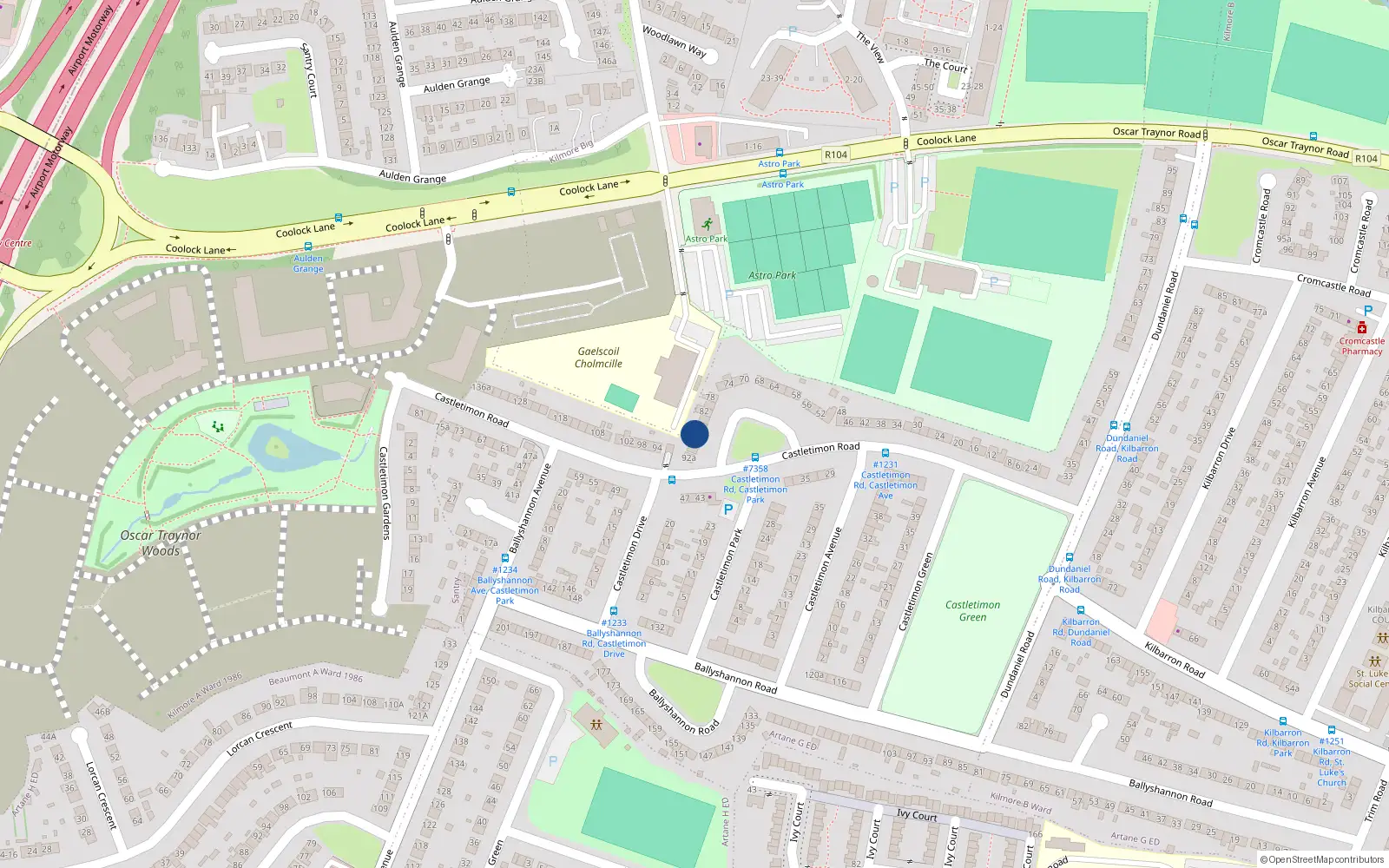 Overhead map showing the location of 88 Castletimon Road, Coolock, Dublin 5