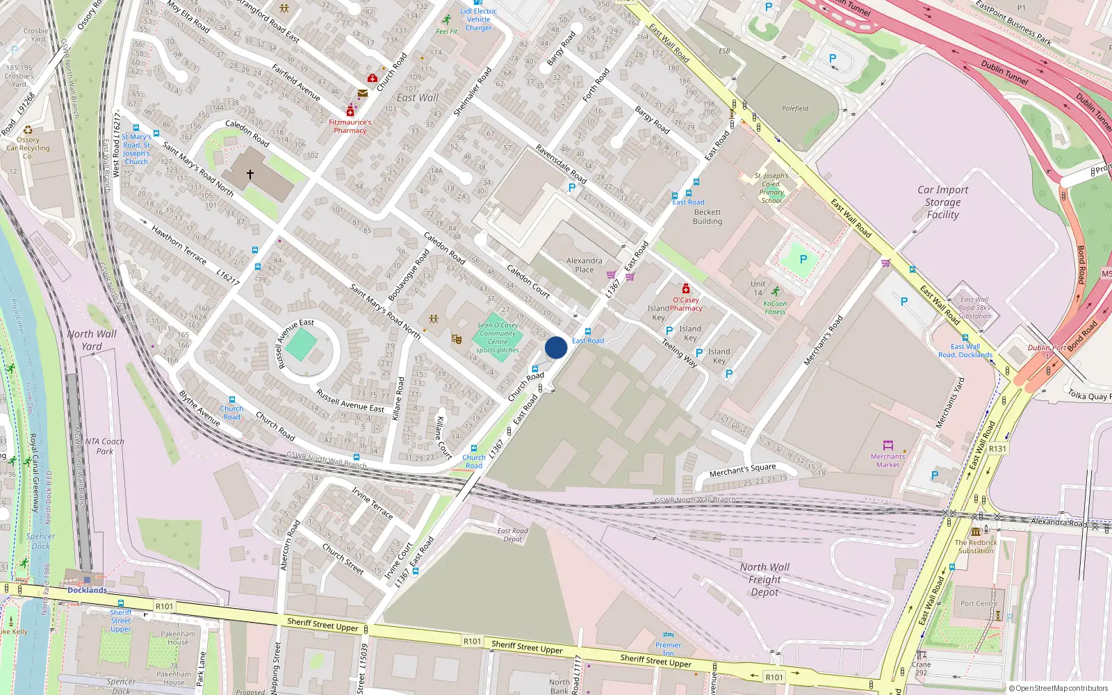 Overhead map showing the location of 88 East Road, Dublin 3