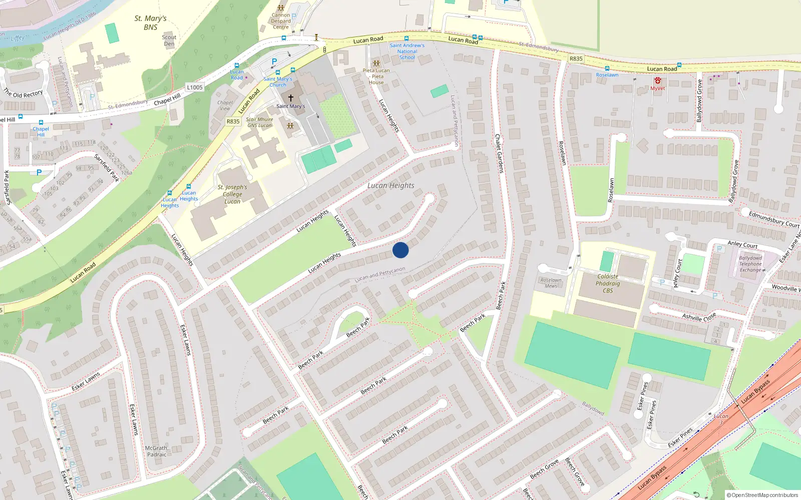 Overhead map showing the location of 88 Lucan Heights, Lucan