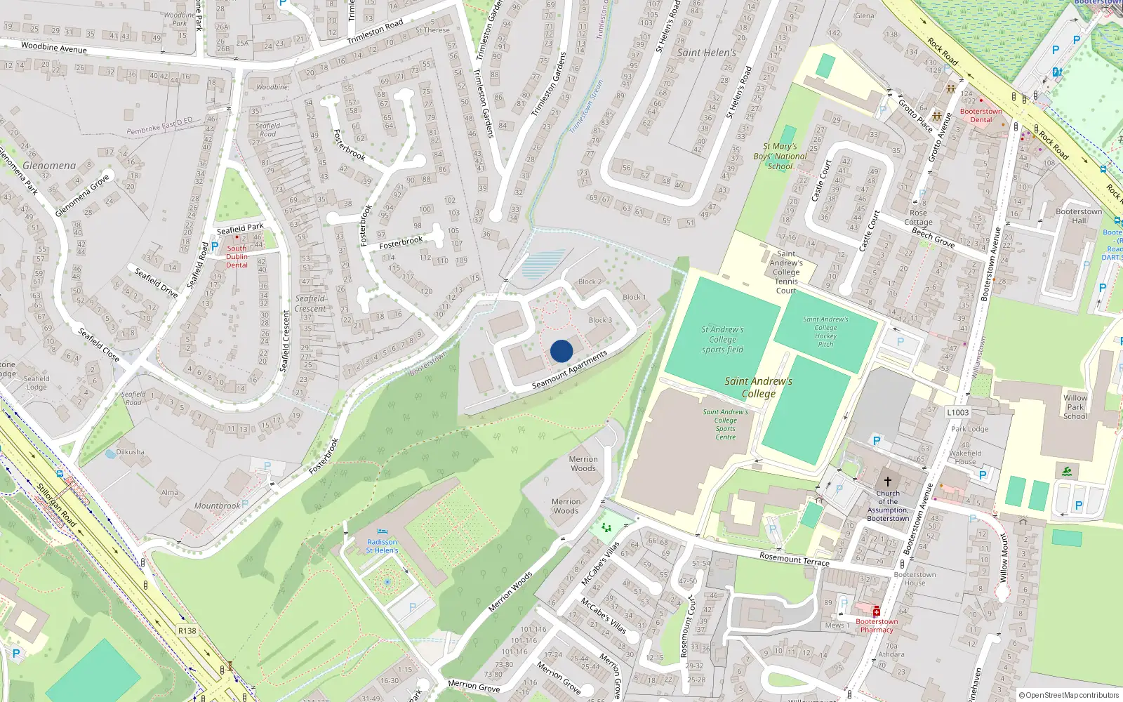 Overhead map showing the location of 88 Seamount, Stillorgan, Co. Dublin