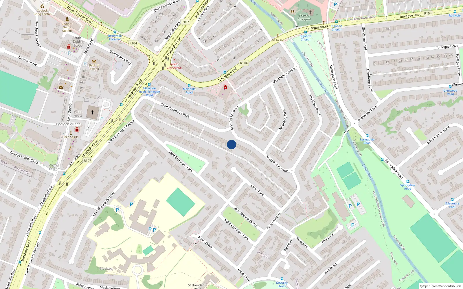 Overhead map showing the location of 88 St Brendans Avenue, Artane, Dublin 5