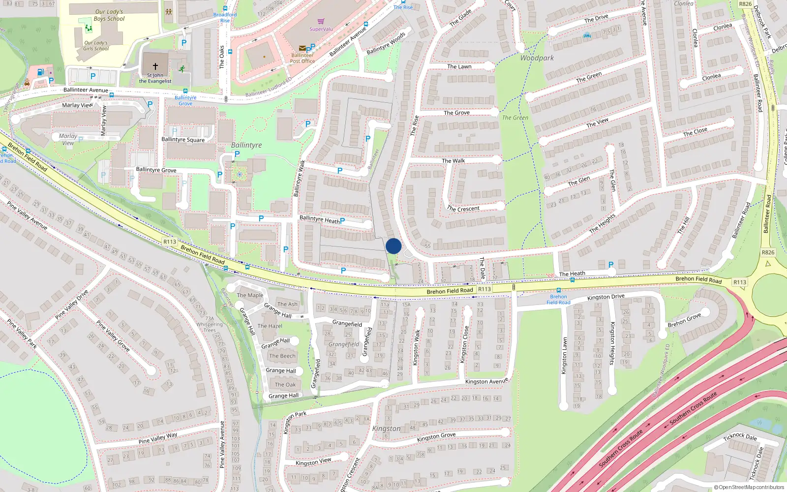 Overhead map showing the location of 88 The Rise, Dublin 16