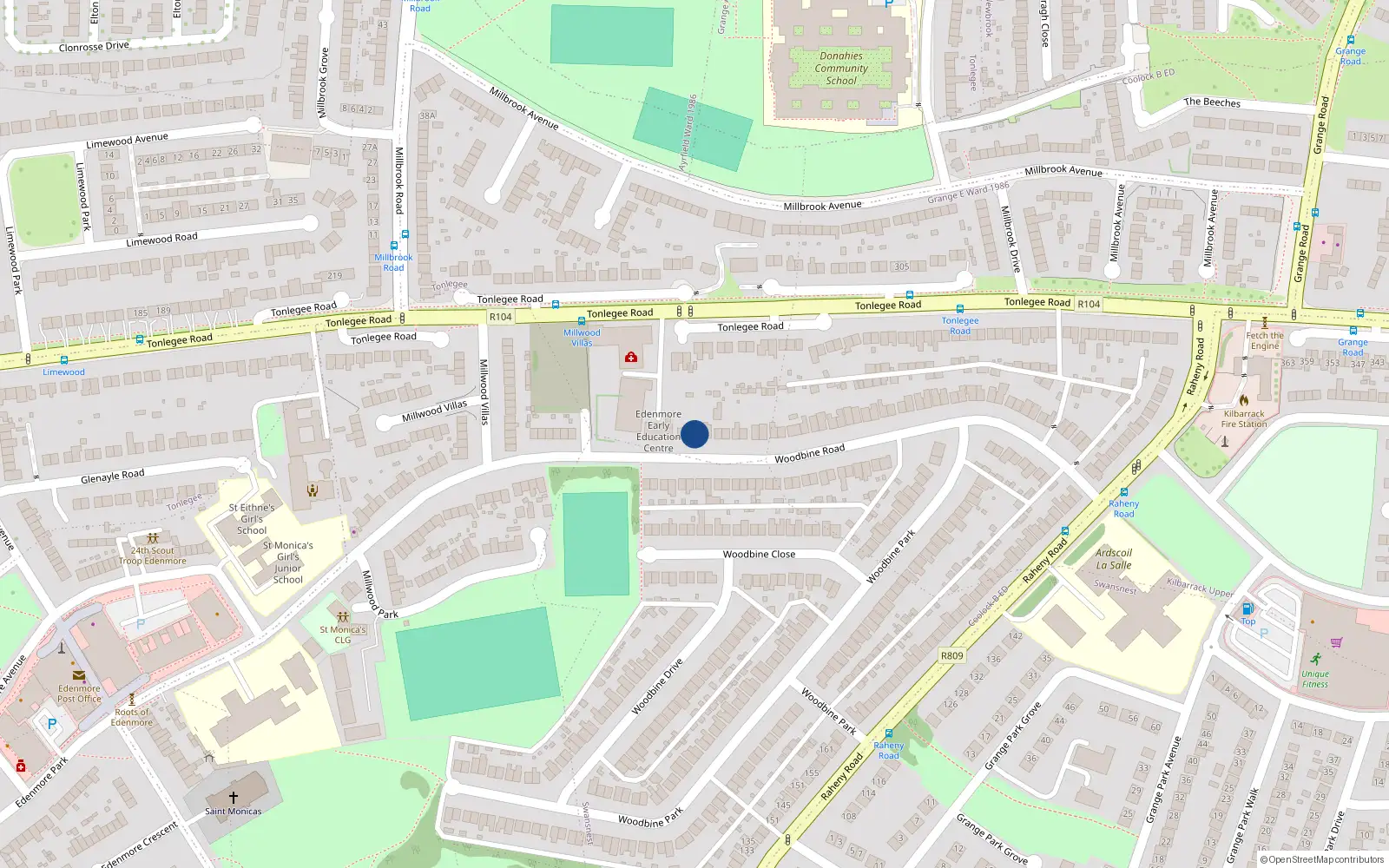 Overhead map showing the location of 88 Woodbine Road, Raheny, Dublin 5
