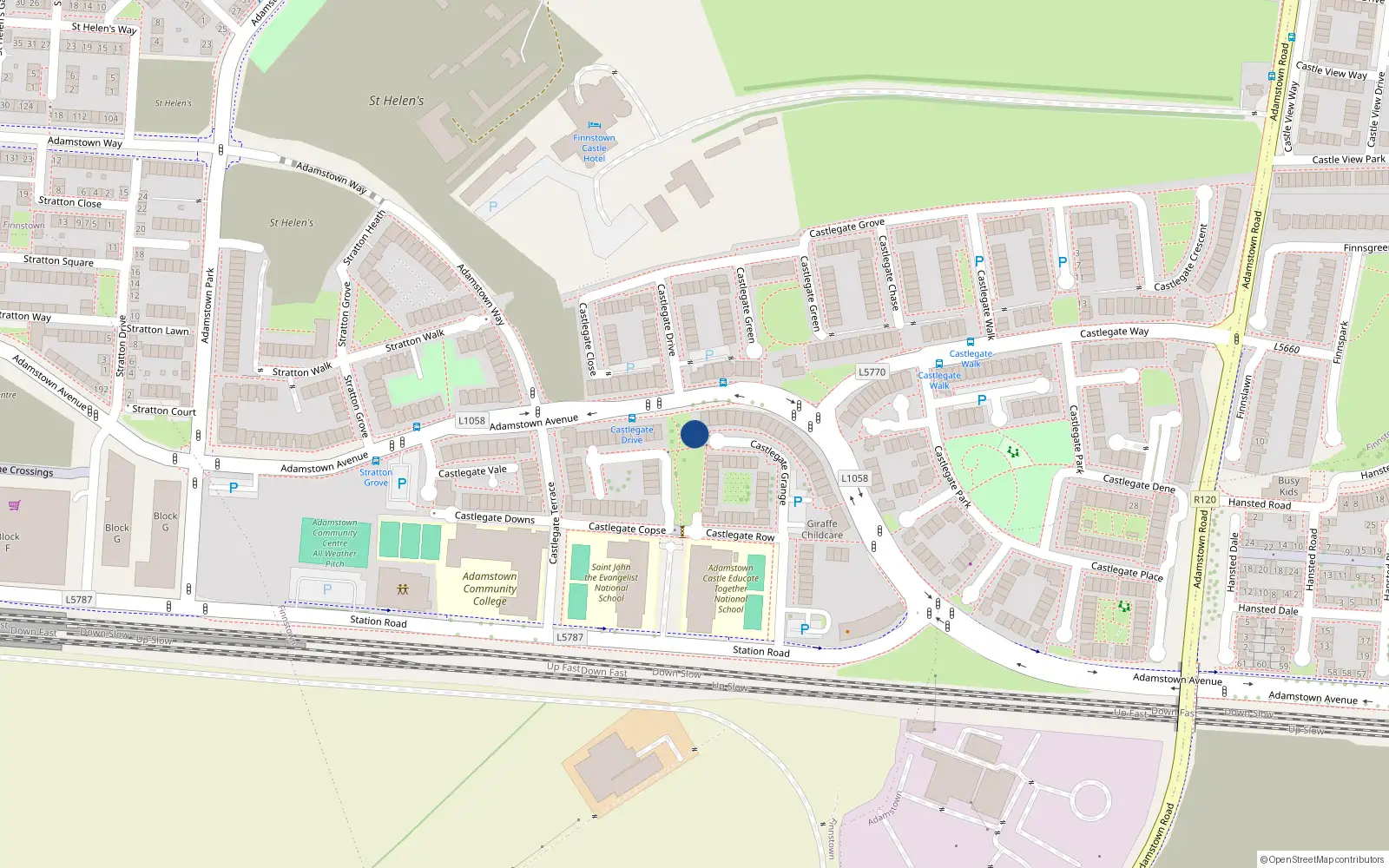Overhead map showing the location of 89 Adamstown Avenue, Lucan