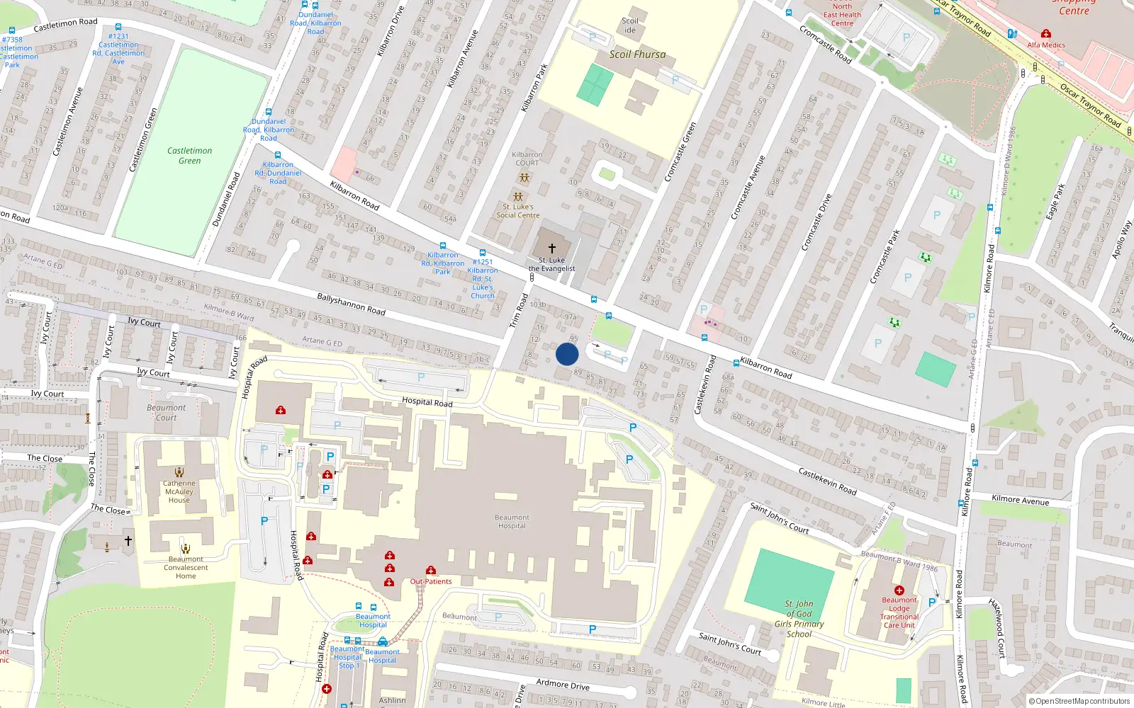 Overhead map showing the location of 89 Kilbarron Road, Dublin 5